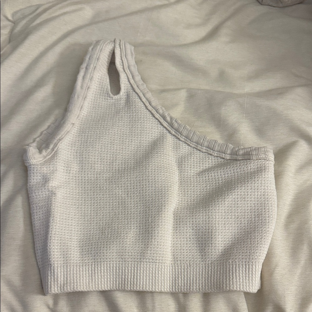 One-Shoulder Cream Knit Top